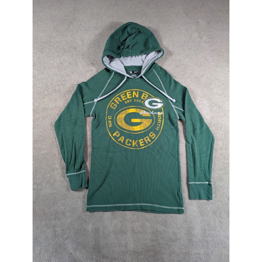 NFL Team Apparel Hoodie Womens Small Green Bay Packers NFC Logo Waffle Knit